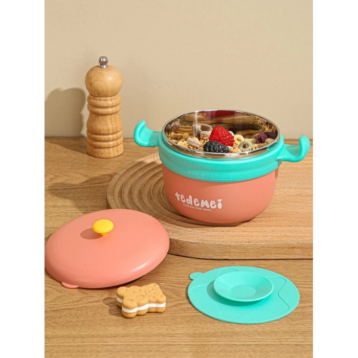 Paslanmaz Çelik Sızdırmaz Çatal ve Kaşıklı Saklama Kabı Beslenme Kabı 260-500 ML Pembe İthal Ürün