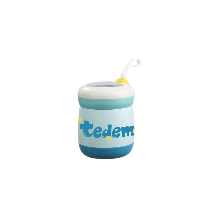 Paslanmaz Çelik Sızdırmaz Kaşıklı Saklama Kabı Beslenme Kabı 450 ML Mavi İthal Ürün