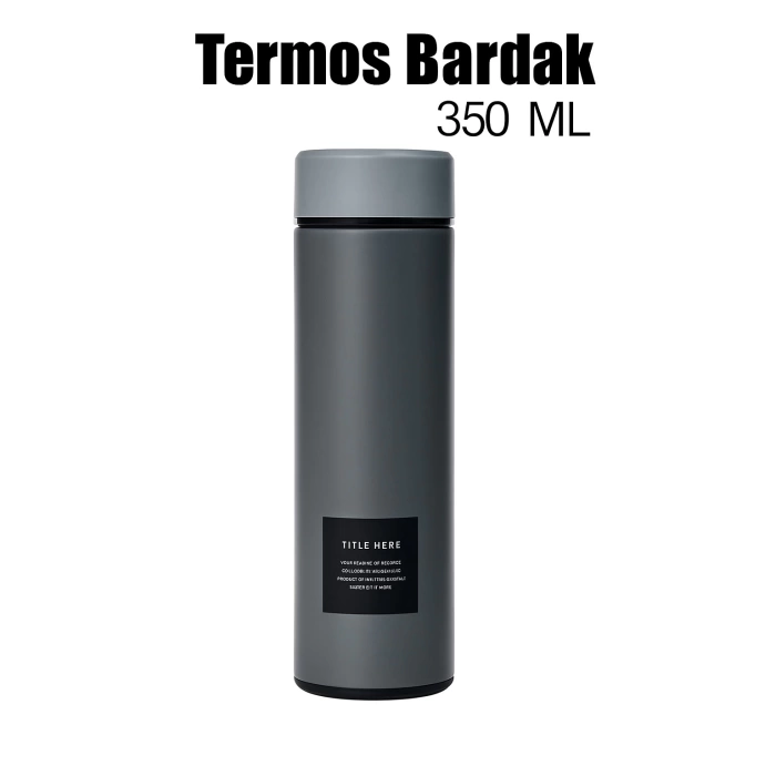 Paslanmaz Çelik Termos Su Şişesi 350ml Vakumlu Kapak Gri İthal Ürün