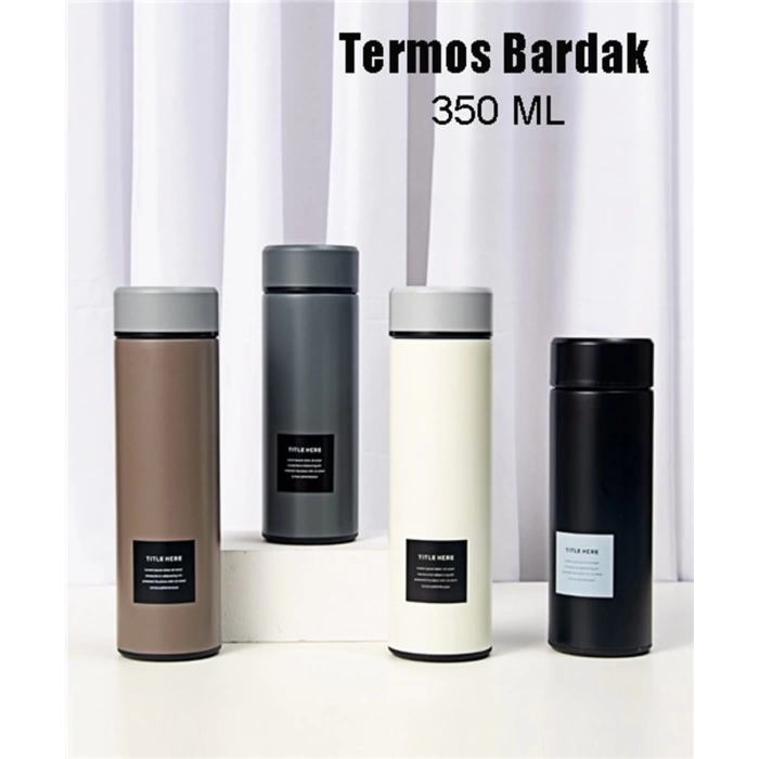 Paslanmaz Çelik Termos Su Şişesi 350ml Vakumlu Kapak Gri İthal Ürün