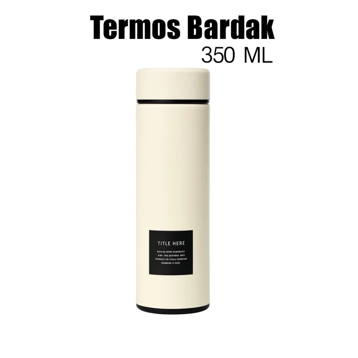 Paslanmaz Çelik Termos Su Şişesi 350ml Vakumlu Kapak Beyaz İthal Ürün