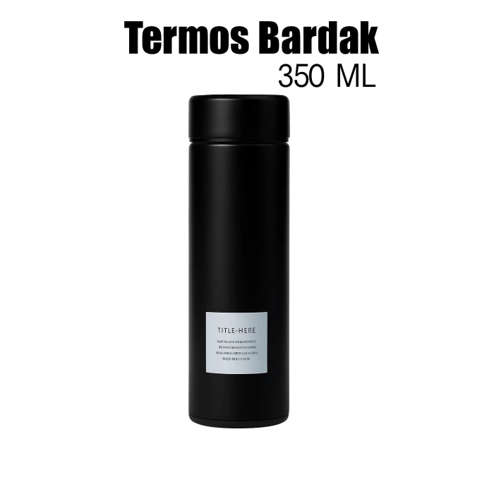Paslanmaz Çelik Termos Su Şişesi 350ml Vakumlu Kapak Siyah İthal Ürün