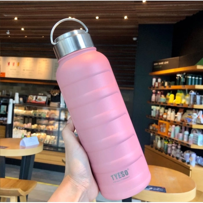 Paslanmaz Çelik Termos Su Şişesi 360ml Vakumlu Kapak Pembe İthal Ürün