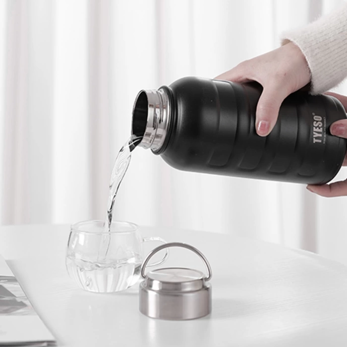 Paslanmaz Çelik Termos Su Şişesi 360ml Vakumlu Kapak Siyah İthal Ürün