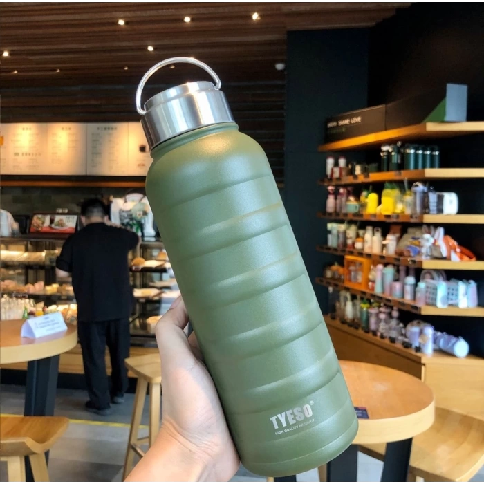 Paslanmaz Çelik Termos Su Şişesi 360ml Vakumlu Kapak Yeşil İthal Ürün