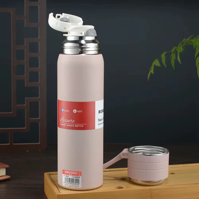 Paslanmaz Çelik Termos Su Şişesi 500ml Vakumlu Kapak Pembe İthal Ürün