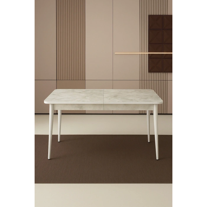 Rambla Ortadan Açılır Büyüyen Yemek Masası Mermer Desenli 80x130cm