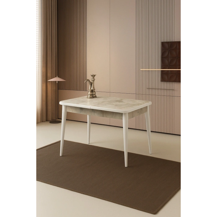 Rambla Ortadan Açılır Büyüyen Yemek Masası Mermer Desenli 80x130cm