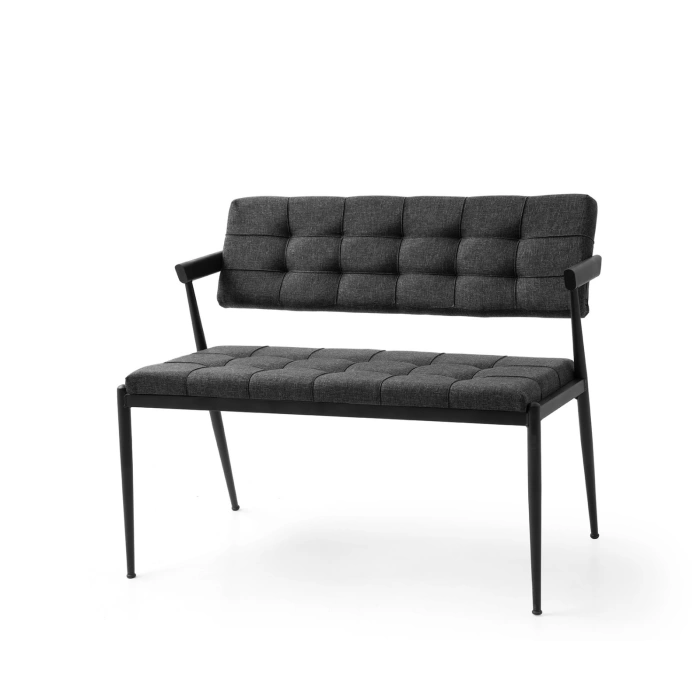 Sırtlı Bench Puf Metal Ayaklı Keten Kumaş 40x95cm