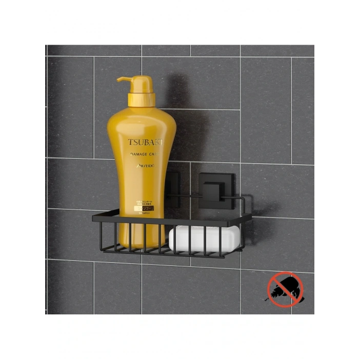 Tek Katlı Banyo Rafı Paslanmaz Siyah EasyFix