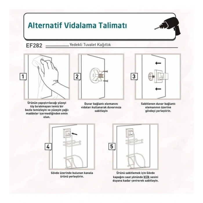 Tuvalet Kağıdı Askısı 2 Raf Yedekli Siyah EasyFix