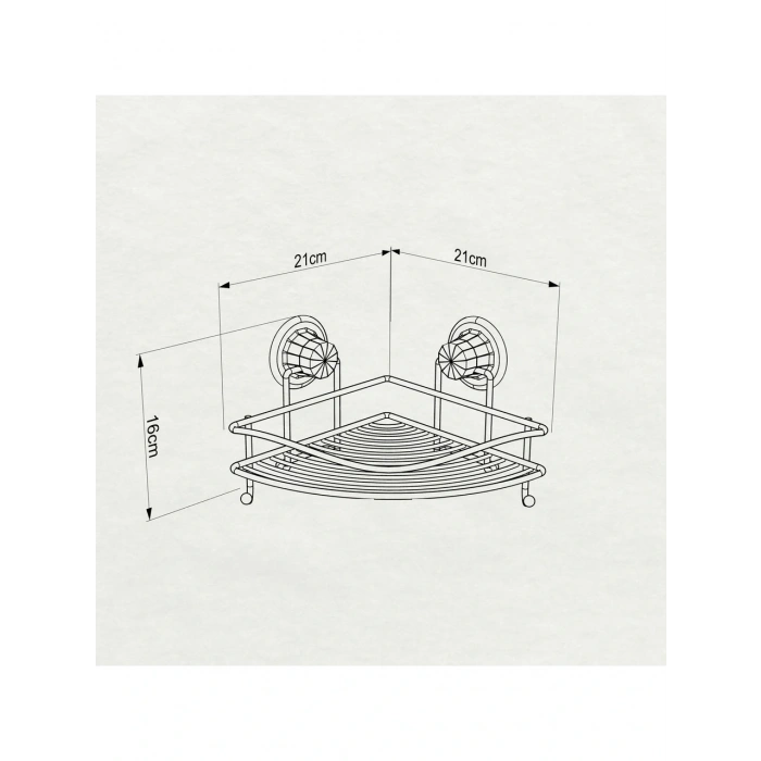 Vakumlu Banyo Duvar Rafı Şampuanlık Kancalı Köşe Rafı Siyah