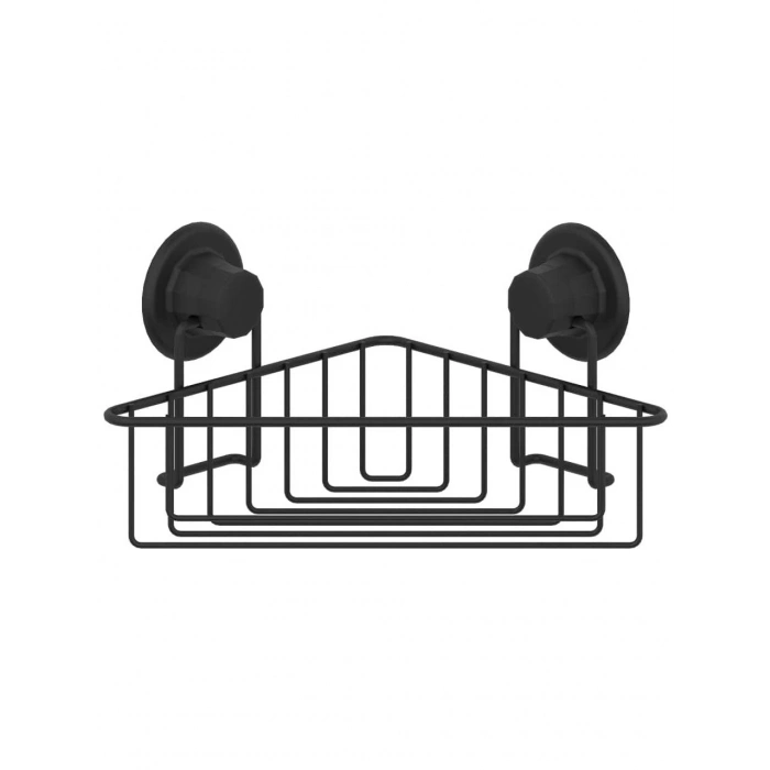 Vakumlu Banyo Duvar Rafı Şampuanlık Köşe Rafı Siyah