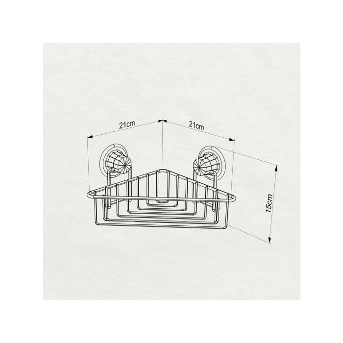 Vakumlu Banyo Duvar Rafı Şampuanlık Köşe Rafı Siyah