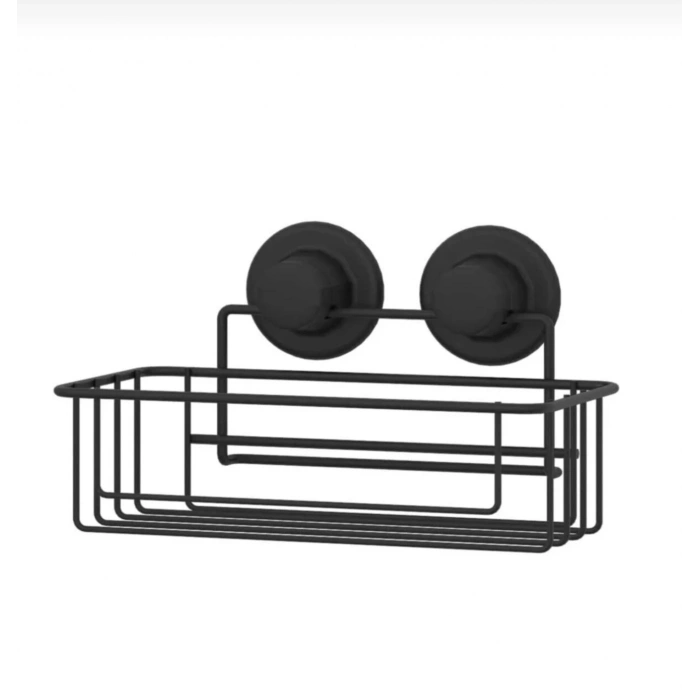 Vakumlu Banyo Duvar Rafı Şampuanlık Vantuzlu Siyah