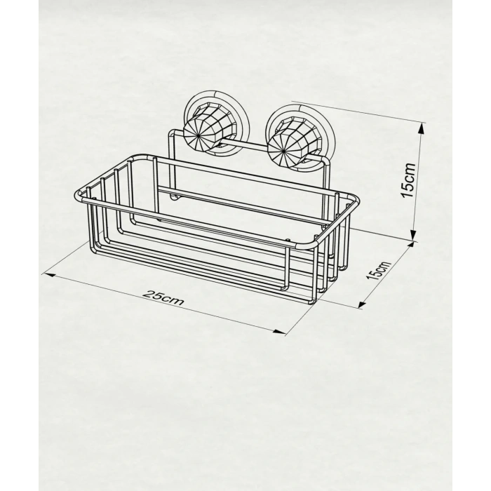 Vakumlu Banyo Duvar Rafı Şampuanlık Vantuzlu Siyah