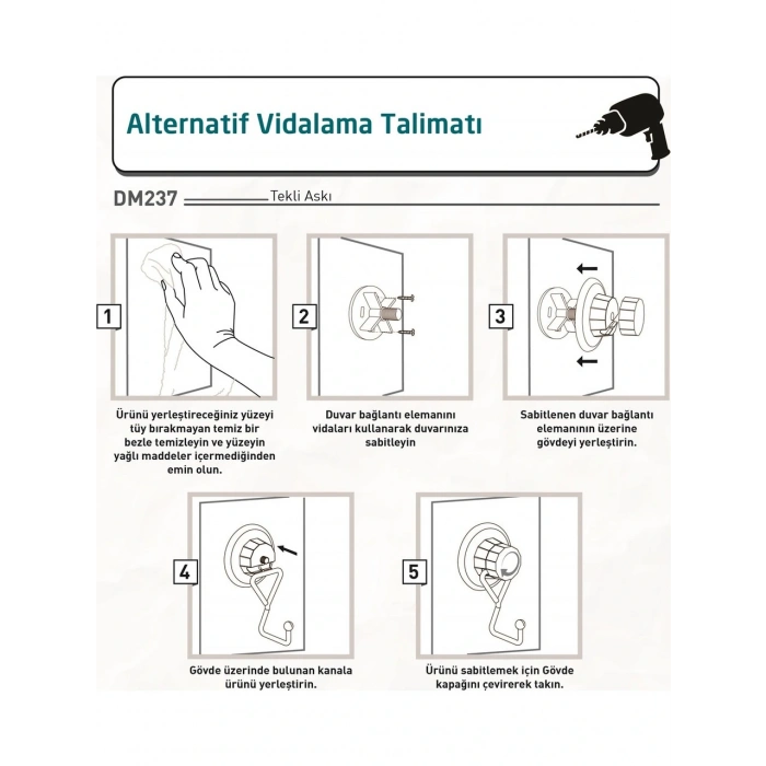 Vakumlu Banyo Havlu Askısı Siyah