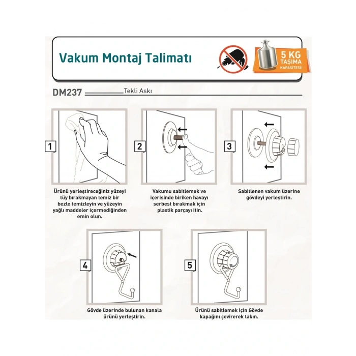 Vakumlu Banyo Havlu Askısı Siyah