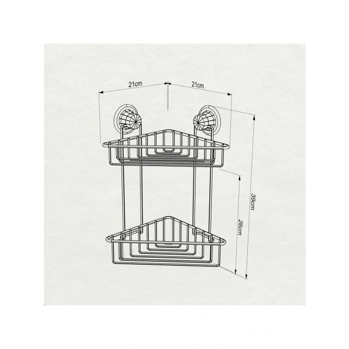 Vakumlu Banyo Köşe Rafı 2 Katlı Siyah