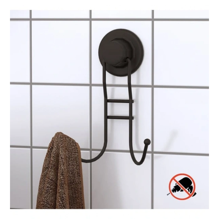 Vakumlu Banyo Tuvalet Havlu Askısı 2 li Siyah