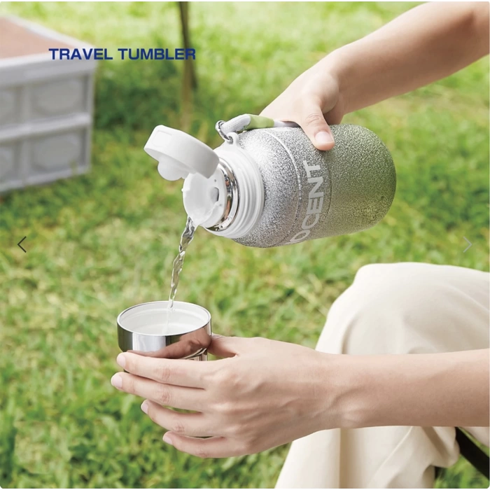 Paslanmaz Çelik Termos Su Şişesi 600ml Vakumlu Kapak Açık Yeşil İthal Ürün