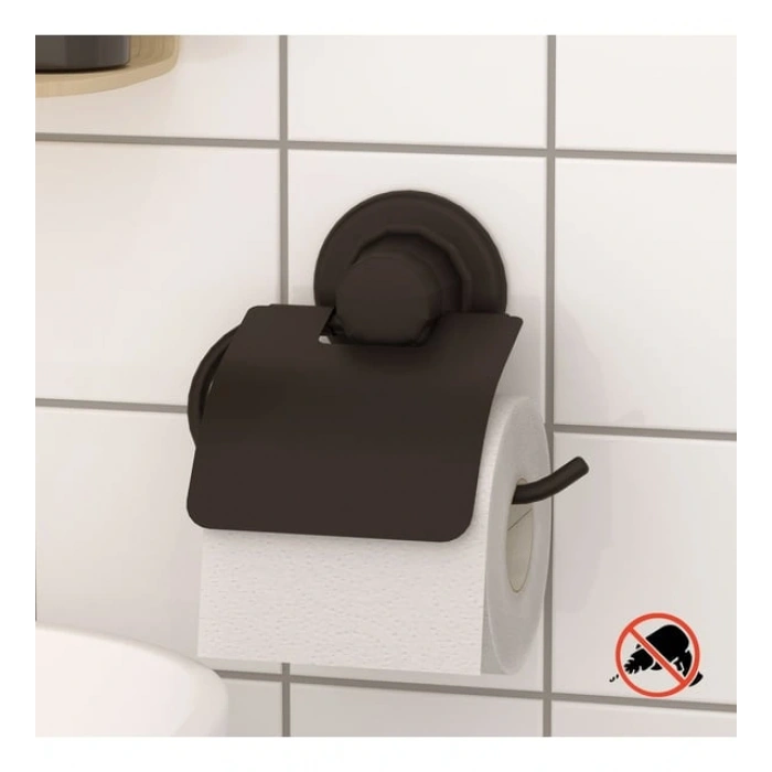 Vakumlu Tuvalet Kağıdı Askısı Kapaklı Siyah