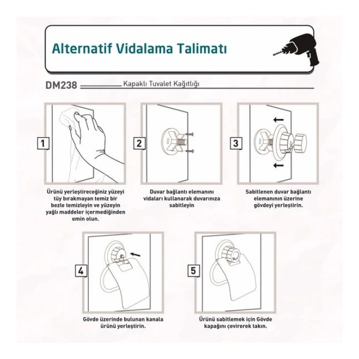 Vakumlu Tuvalet Kağıdı Askısı Kapaklı Siyah