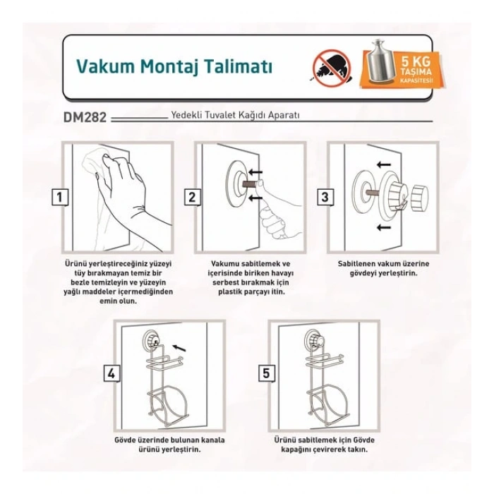 Vakumlu Tuvalet Kağıdı Askısı Yedekli Siyah S282