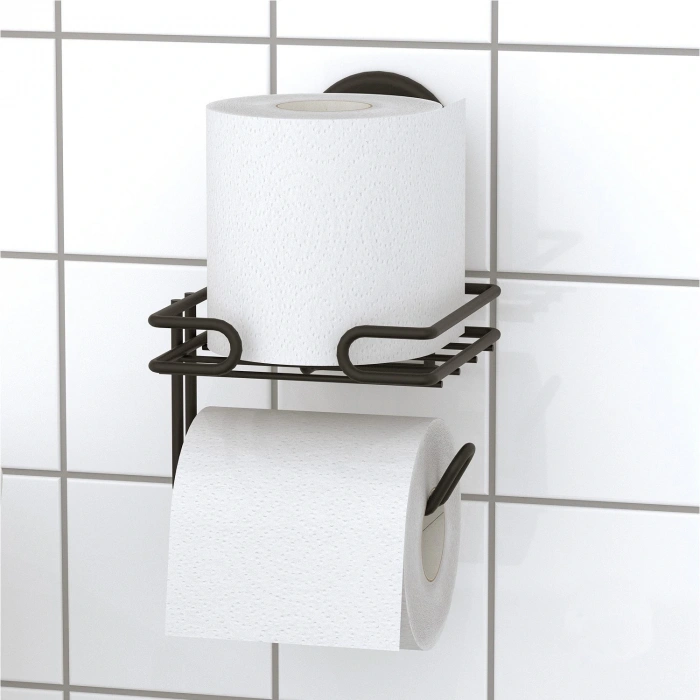 Vakumlu Tuvalet Kağıdı Askısı Yedekli Siyah S275