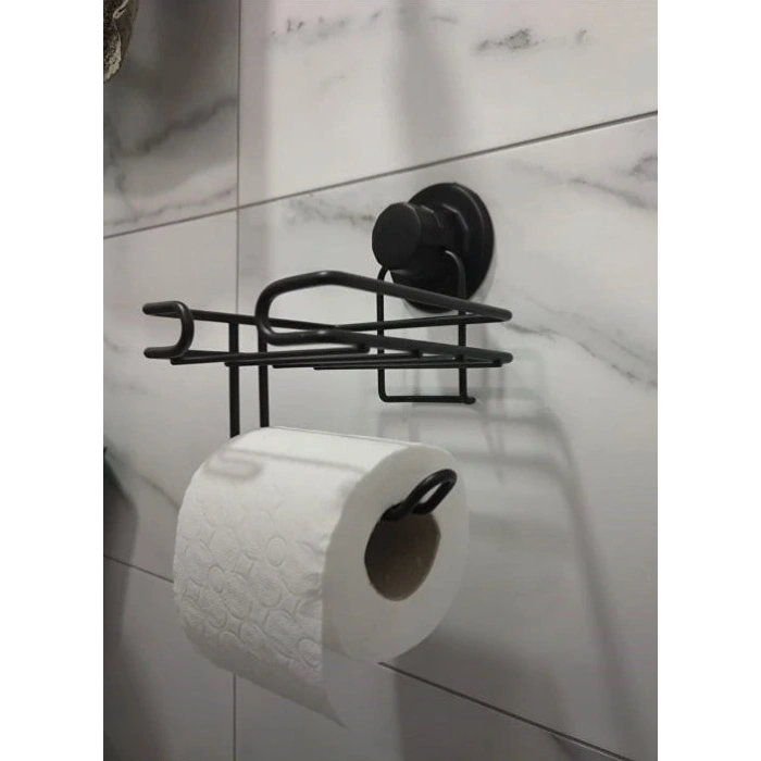 Vakumlu Tuvalet Kağıdı Askısı Yedekli Siyah S275