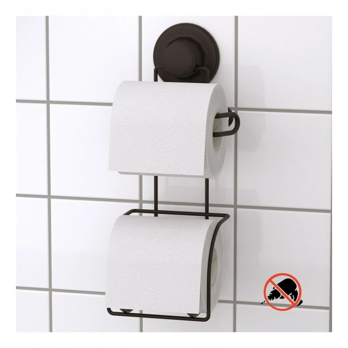 Vakumlu Tuvalet Kağıdı Askısı Yedekli Siyah S282