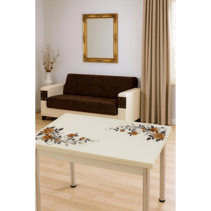 Yandan Açılır Büyüyen Cam Mutfak Masası 70x110-SADECE MASA FİYAT