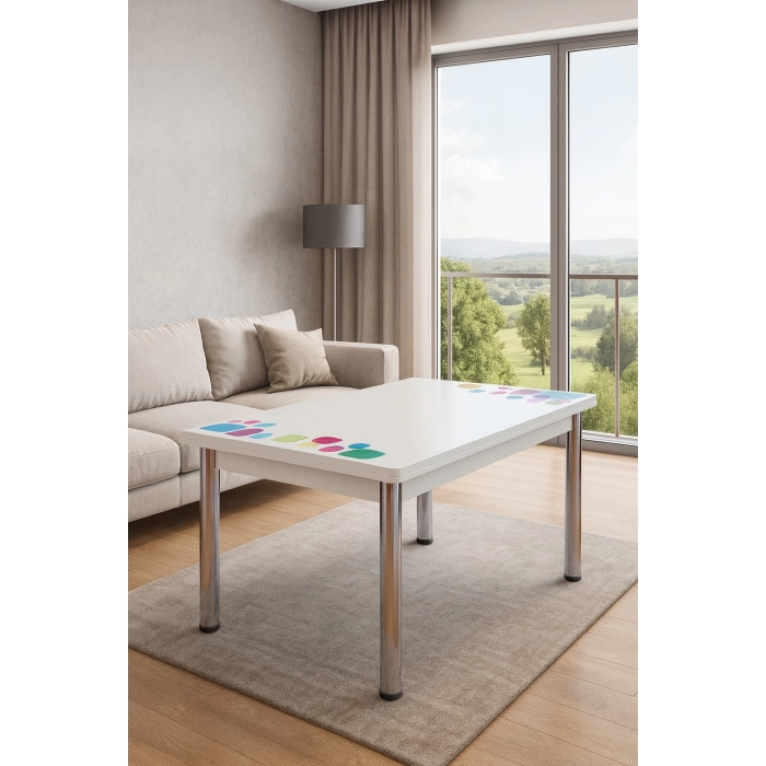 Yandan Açılır Büyüyen Cam Mutfak Masası Damla 70x110cm SADECE MASA
