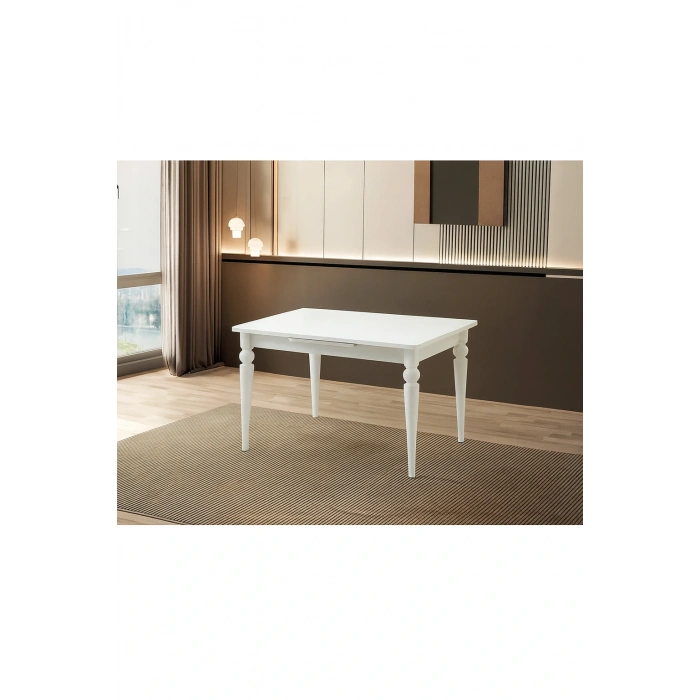 Yandan Açılır Büyüyen Yemek Masası 70x110cm Beyaz-Beyaz Ayaklı