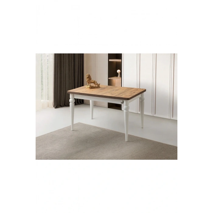Yandan Açılır Büyüyen Yemek Masası Meşe-Beyaz 80x120cm SADECE MASA FİYATIDIR