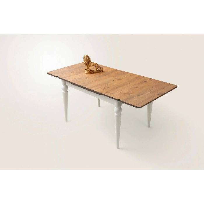 Yandan Açılır Büyüyen Yemek Masası Meşe-Beyaz 80x120cm SADECE MASA FİYATIDIR