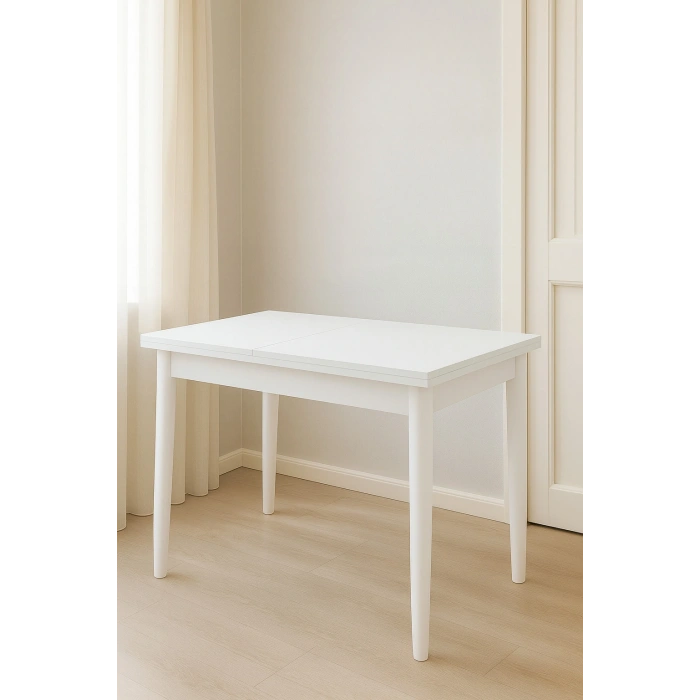 Yanlardan Açılır Büyüyen Yemek Masası Beyaz 65x100cm SADECE MASA FİYATIDIR