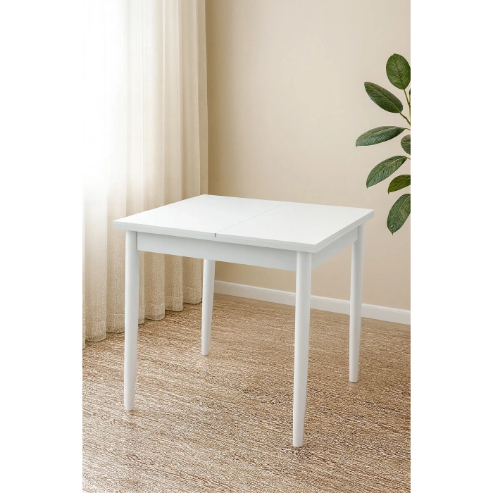 Yanlardan Açılır Büyüyen Yemek Masası Beyaz 65x100cm SADECE MASA FİYATIDIR