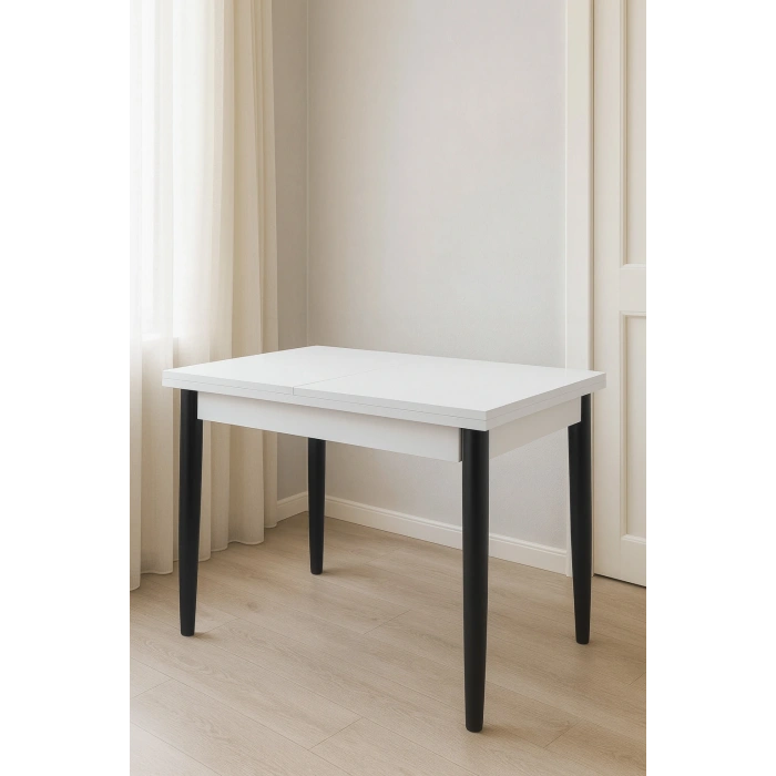 Yanlardan Açılır Büyüyen Yemek Masası Beyaz 75x80cm SADECE MASA FİYATIDIR