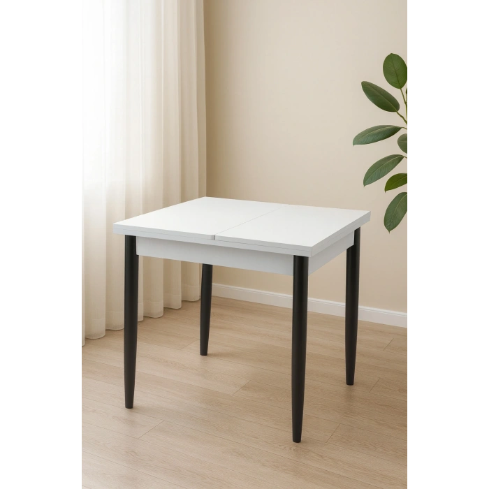 Yanlardan Açılır Büyüyen Yemek Masası Beyaz 75x80cm SADECE MASA FİYATIDIR