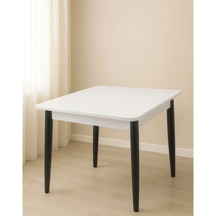 Yanlardan Açılır Büyüyen Yemek Masası Beyaz 75x80cm SADECE MASA FİYATIDIR