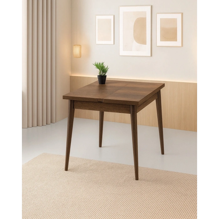 Yanlardan Açılır Büyüyen Yemek Masası Ceviz 75x80cm SADECE MASA FİYATIDIR