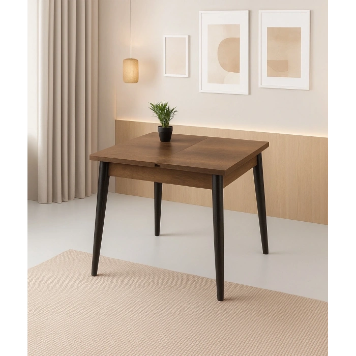 Yanlardan Açılır Büyüyen Yemek Masası Ceviz 75x80cm SADECE MASA FİYATIDIR