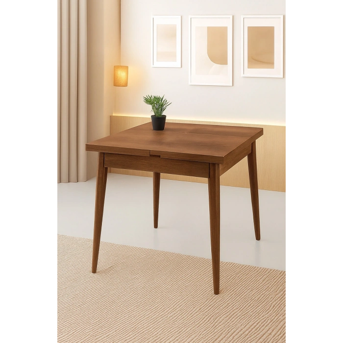 Yanlardan Açılır Büyüyen Yemek Masası Ceviz 75x80cm SADECE MASA FİYATIDIR