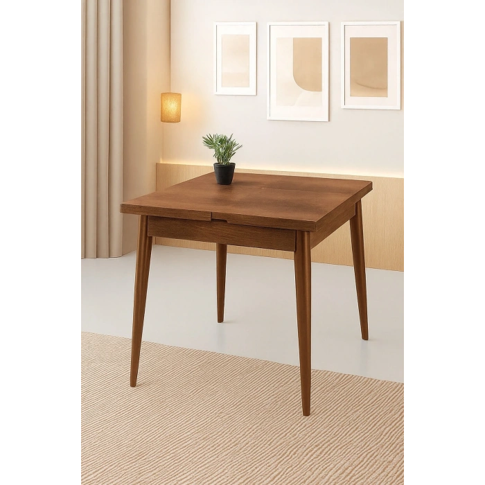 Yanlardan Açılır Büyüyen Yemek Masası Ceviz 75x80cm SADECE MASA FİYATIDIR