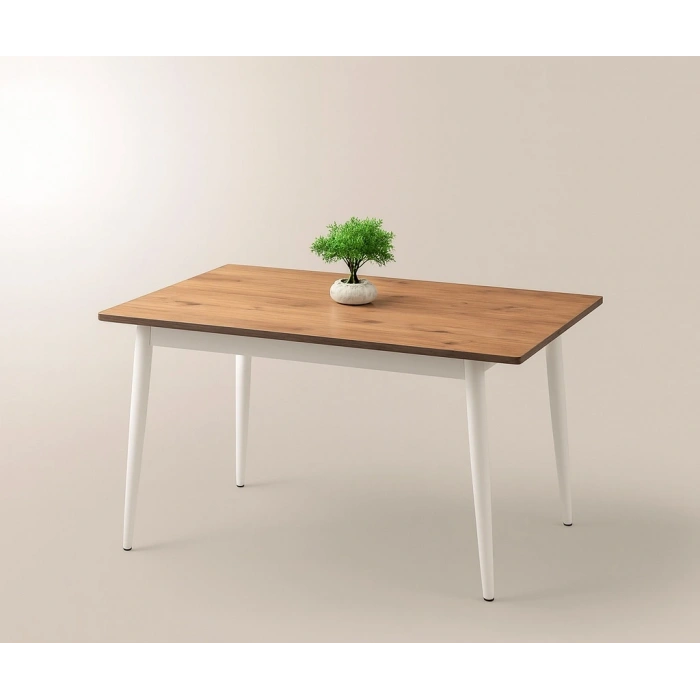 Yanlardan Açılır Büyüyen Yemek Masası Meşe-Beyaz 75x80cm SADECE MASA FİYATIDIR
