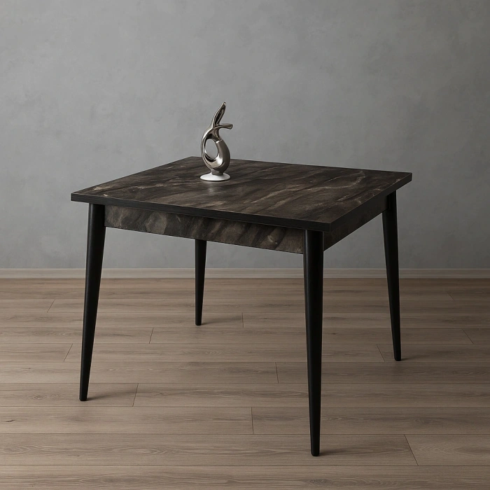 Yanlardan Açılır Büyüyen Yemek Masası Siyah Mermer Desenli 65x100cm SADECE MASA FİYATIDIR