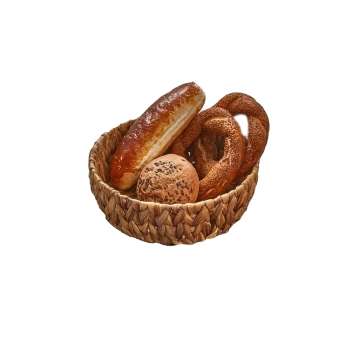 Yuvarlak Bombeli Hasır Ekmek ve Meyve Sepeti Düzenleyici 22 x 18 cm