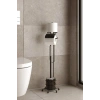 Banyo Tuvalet Fırçalığı Tuvalet Kağıdı Askısı Yedekli Ayaklı Siyah