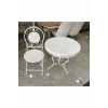Ferforje Masa Sandalye Balkon Takımı Beyaz 1 Masa 1 Sandalye 60cm